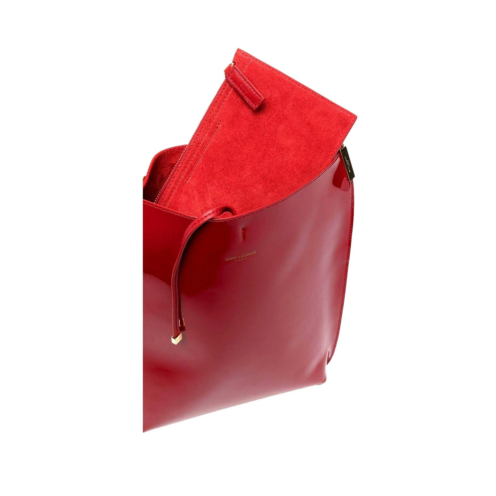 Saint Laurent Suzanne Red Patent Leather Small Chain Hobo